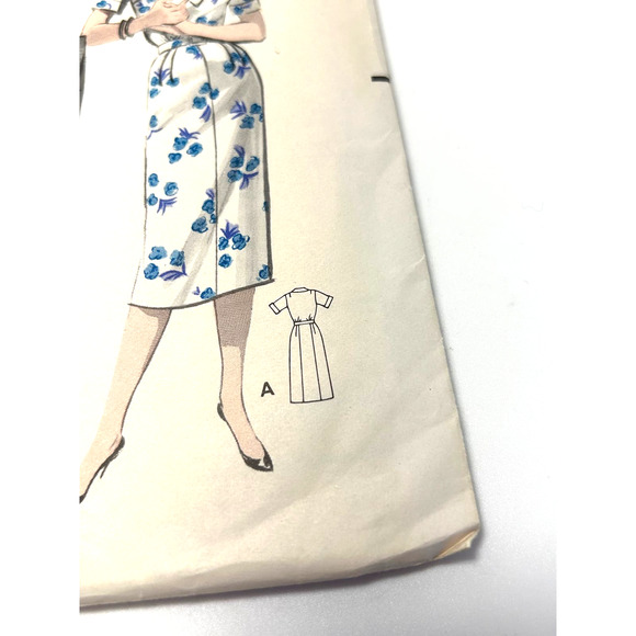 Butterick Vintage 1950's Pattern #8512 Women's Half Size Shirt Dress Size 14.5 - Picture 4 of 6